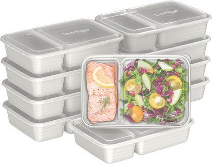 Bentgo Prep - 20-Piece 2-Compartment Reusable Meal Prep Containers with Lids, PFAS & BPA Free Materials, Durable, Microwave, Freezer, & Dishwasher Safe To Go Food Storage (Rose Gold)