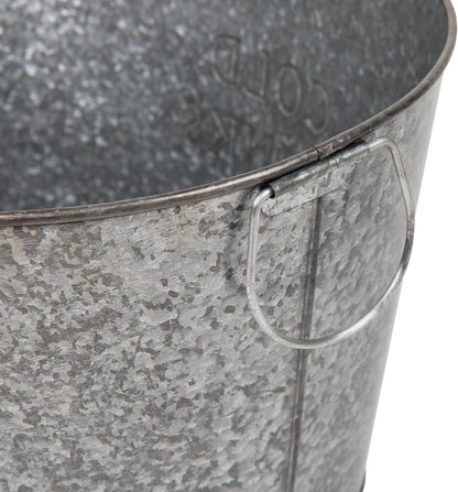 Mind Reader Ice Beverage Bucket for Parties, Wine Bucket, Baby Photo Tub, Galvanized Metal, 17.25" L x 11" W x 9.5" H, Silver