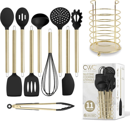 COOK WITH COLOR Silicone Cooking Utensils, Kitchen Utensil Set, Easy to Clean Silicone Kitchen Utensils, Cooking Utensils for Nonstick Cookware, Kitchen Gadgets Set, 38 Piece, Mint
