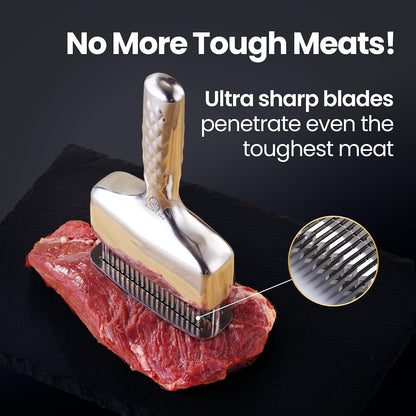 Gourmet Easy Meat Tenderizer Tool with 60 Sharp Blades & Non-slip Handle
