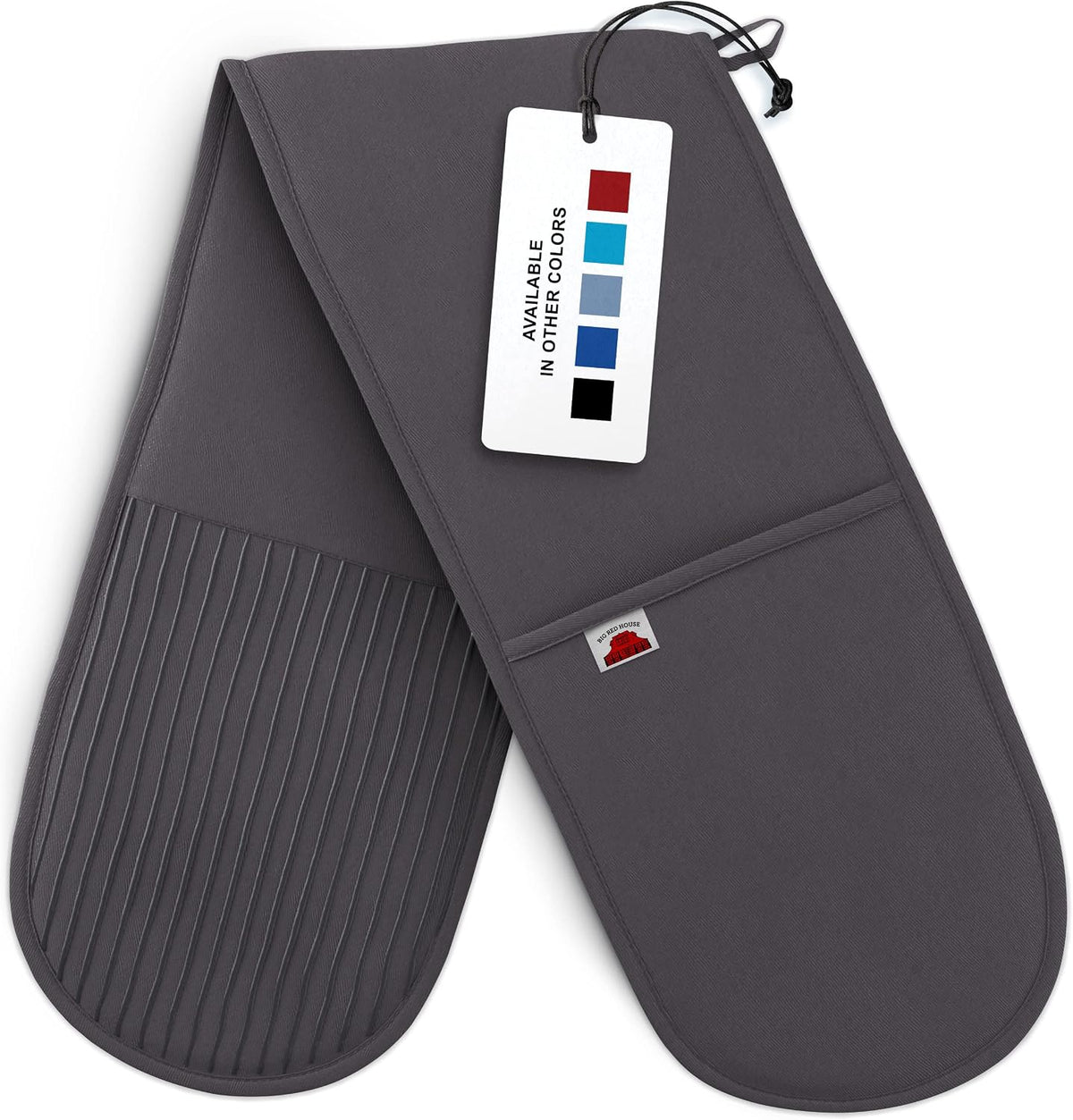 Red Double Oven Mitt Kitchen Protection, Pack of 1 34x7.5 inches Heat Resistant Cotton, Professional Grade with Terrycloth Lining