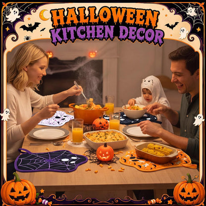 Fanfanwin 4 Pcs Halloween Ghost Pot Holders for Kitchen Cute Oven Hot Pads