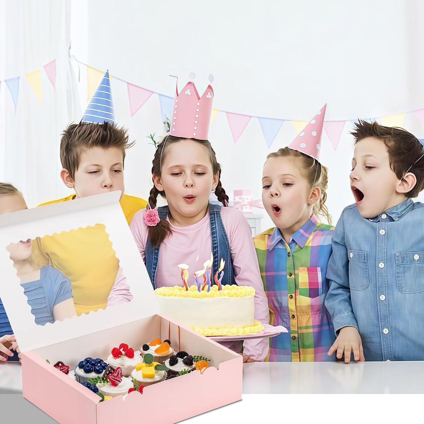 12 Count Cupcake Boxes, 4PCS Cupcake Container with Window, Food Grade Cupcake Holder for Birthday Holiday Party, Bakery Supplies for Cupcakes, Desserts, and More