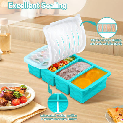 Doasuwish Silicone Freezer Molds for Soup with Lid – 1-Cup Soup Container Style Ice Cube Trays for Freezer, Meal Prep & Food Storage, Freeze 250mL/125mL Portions – 2 Pack