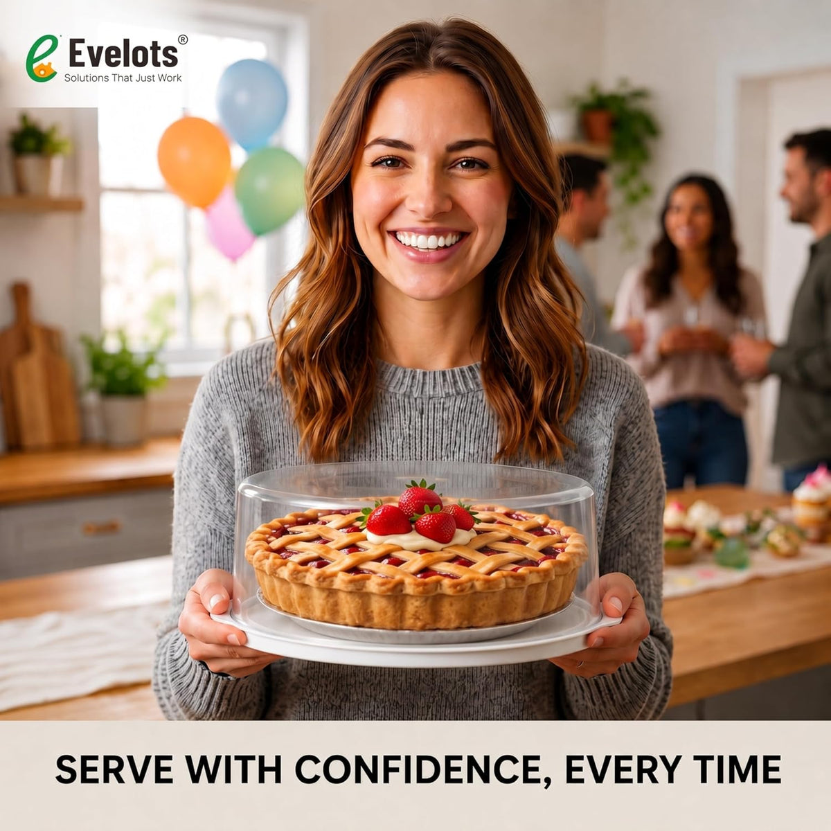 Evelots Pie Container with Lid, 11-Inch, Clear, BPA-Free