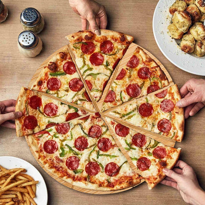 16inch Pizza Cutting Board Round Large Bamboo Wooden Prep Platter Tray