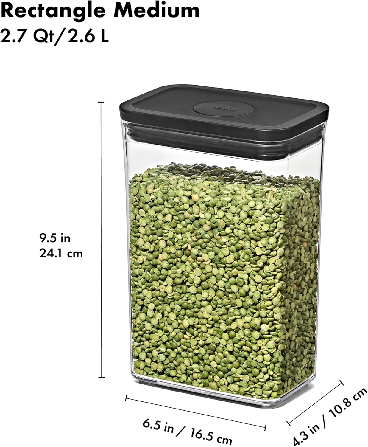 OXO Good Grips POP Container – Airtight 1.7 Qt for Coffee and More Food Storage, Rectangle, Clear