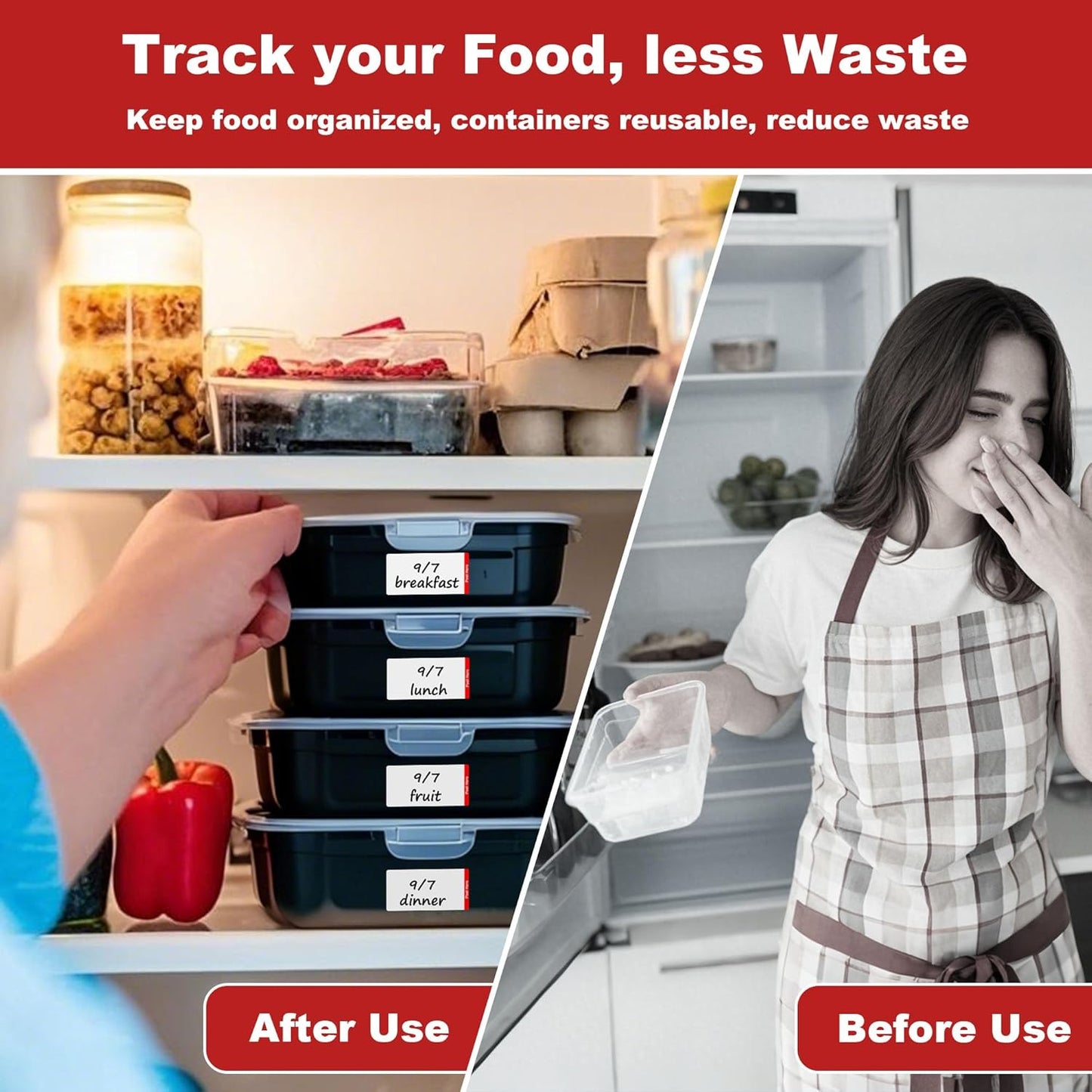 NATURALABEL 500 PCS Blank Removable Freezer Labels with Dispenser - 1" x 2" Food Labels for Meal Prep Containers, Easy Peel-Off Design, No Residue