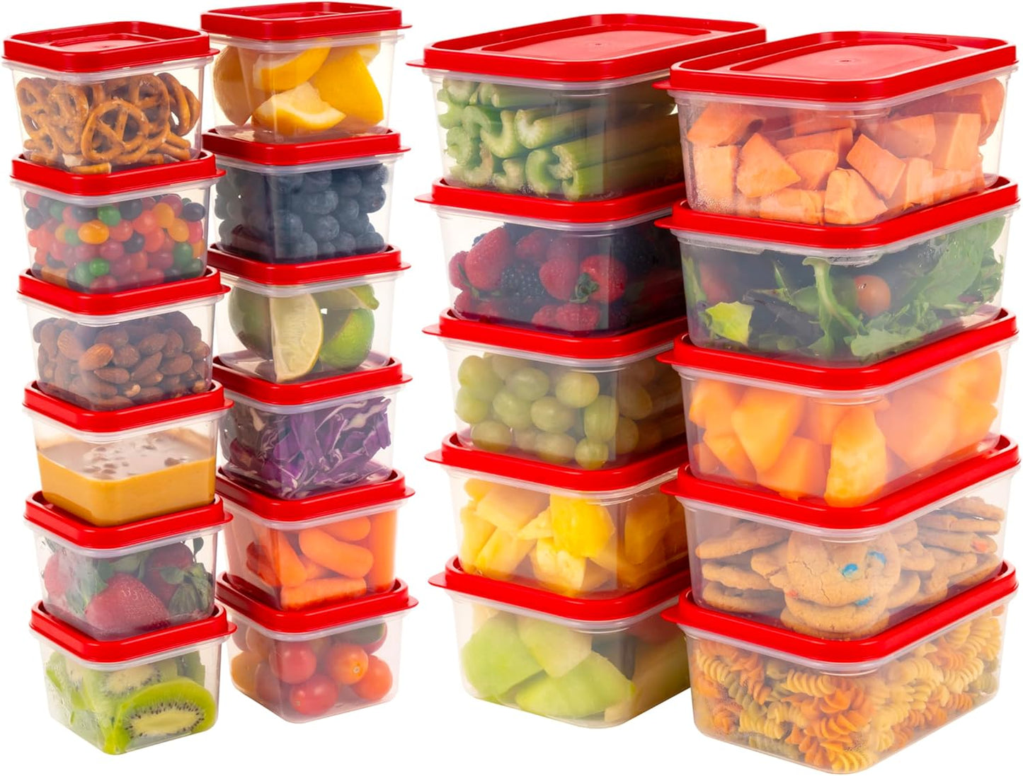 IRIS USA 44 PC Plastic Food Storage Containers With Lids | 22 Meal Prep Containers & 22 Lids | Leftovers Office Lunch Snack Fruit, Microwave Dishwasher Freezer Safe, BPA Free