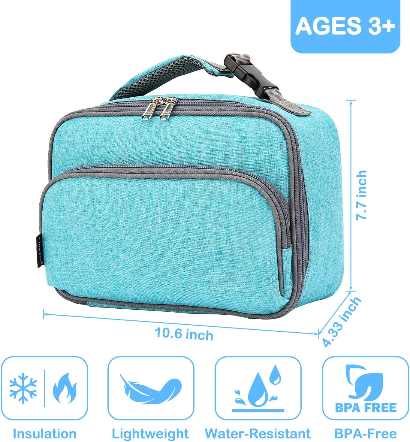 FlowFly Kids Lunch box Insulated Soft Bag Mini Cooler Back to School Thermal Meal Tote Kit for Girls, Boys, Astronaut - Colors B