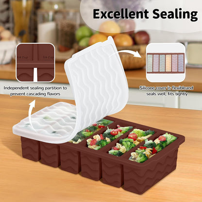 3-Pack Silicone Freezer Trays with Lid,2 Large 2-Cup(500ml)&4 Medium 1-Cup(250ml)&6 Small 1/2-Cup(125ml) Soup Freezer Container Molds,Ice Cube Tray For Meal Prep&Freezing Soup,Stews,Sauces