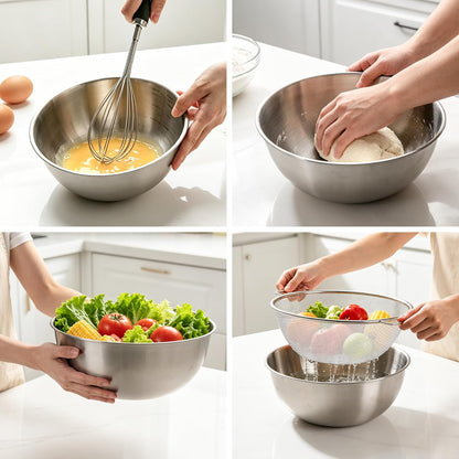 304 Stainless Steel Colander Set, 1.5QT Colander with Bowl, 30-Mesh Micro Perforated Strainer for Rice, Quinoa, Pasta, Fruits & Vegetables,2 pack