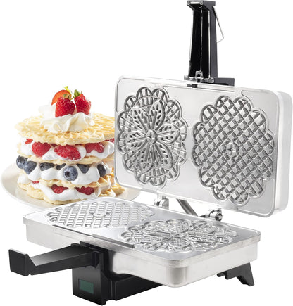 CucinaPro Pizzelle Maker, Non-Stick Electric Baker, Make Two 5-Inch Cookies