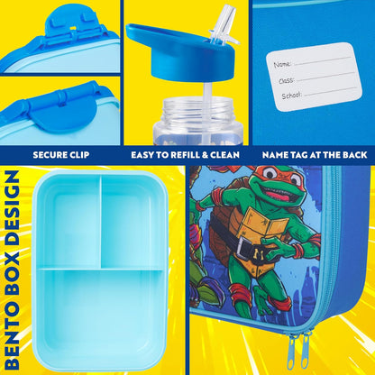 Get Trend SpongeBob Squarepants Water Bottle Lunch Box Lunch Bag Kids Set 3 Pcs Insulated Snack Bag for School Travel Gifts for Kids (Blue SpongeBob)