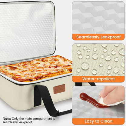 Food Warmer Electric Casserole Carrier - Large Heated Lunch Bag for Car Truck, 12V/24V/110V, Thermos for hot food for Potluck Cookouts Parties Picnic,Lasagna Lugger,Fits 9"x13" Baking Pan (Navy)