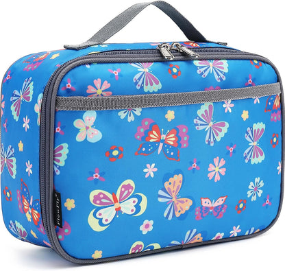 FlowFly Kids Lunch box Insulated Soft Bag Mini Cooler Back to School Thermal Meal Tote Kit for Girls, Boys, Black