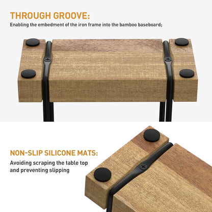 Wican Napkin Holder for Table, Bamboo Iron Standing Napkin Dispenser for Kitchen Dining Farmhouse Cocktail Picnic Bar Rustic Wood Holders for Paper Mail Bills Suitable for All Dining Room Decors Black