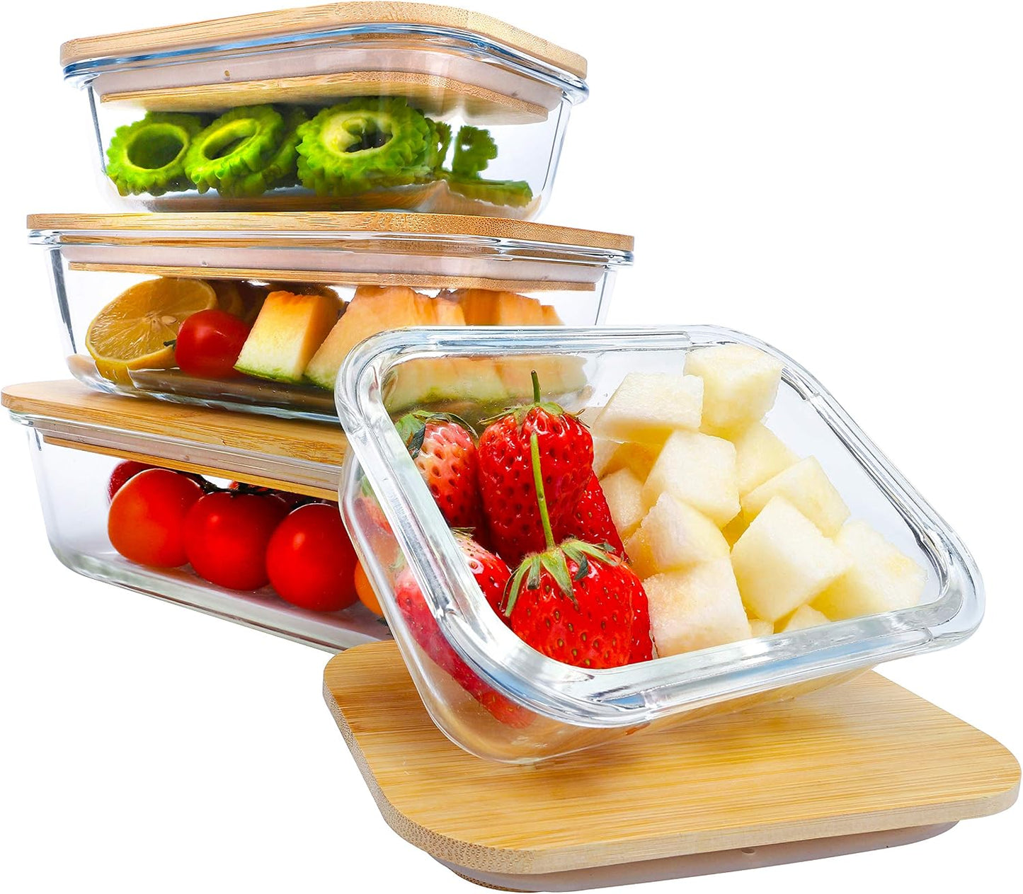 BlueHills Premium Glass Meal Prep Lunch Containers with Snap Green Lock Lids Glass Food Containers BPA-Free Oven Freezer Dishwasher Safe 5 pack set 10 pieces 36 Oz 4.5 cups (G002 Two Compartments)