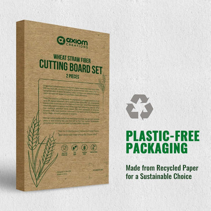 AXIOM CREATIONS 2-Piece Reversible Cutting Board Set Made with Natural Wheat Straw Fiber, Eco-Conscious Food Safe Kitchen Essentials, Gluten Free & BPA Free Chopping Boards for Kitchen