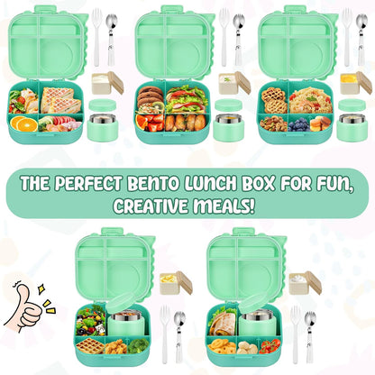 Lunch Box Kids, Leak Proof 5 Compartment Bento Box for Kids, 13oz Thermo for Hot Food Kids Lunch Box,Hot Lunch Box for School Travel