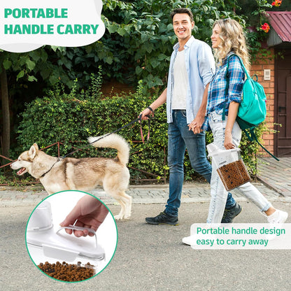 Dog Food Storage Container, Pet Food Storage Containers with Airtight Pour Spout, Cat Food Container with Measuring Cups, Portable Travel Pet Food Container for Dogs, Cats, Birds（Green）