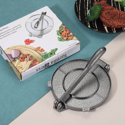 uxcell Aluminium Alloy Dough Press Taco Maker Taco Press Kitchen Utensil Tool for Cooking Chef Silver
