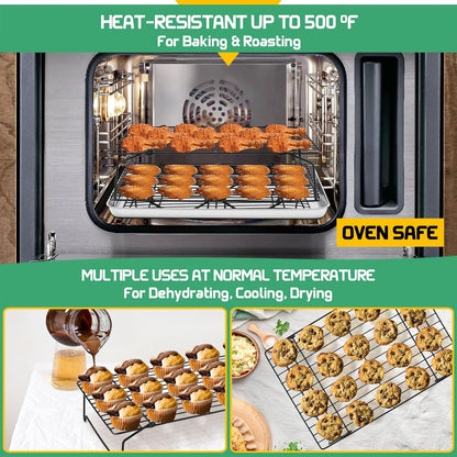 P&P CHEF Cooling Rack Set of 2, 2-Tier 15" x 10" Stackable Rack, Silver