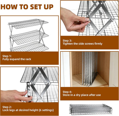 3 Tier Collapsible Cooling Rack Sourdough Cooling Rack 17"x10"