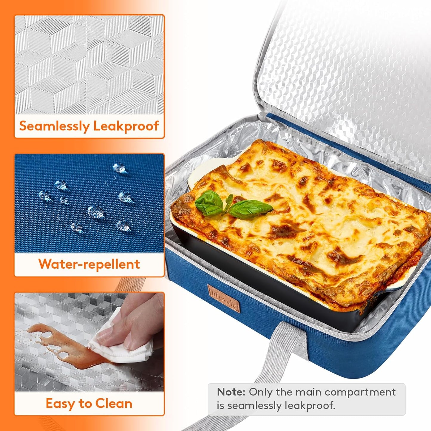 Lifewit Insulated Double Decker Casserole Carrier, Expandable Lasagna Lugger Tote Bag for Hot or Cold Food, Fits 9" x 13" Baking Dish for Potluck Parties, Picnic and Cookouts, Grey-Geometric
