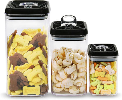 Felli Flip Tite Acrylic Food Storage Container with Lid 6” XL Air Tight Ring Seal Flip Top, Plastic Kitchen Baking Canister for 5 lb Flour Sugar Rice Protein Powder Pantry Organizer (Nest-M, White)