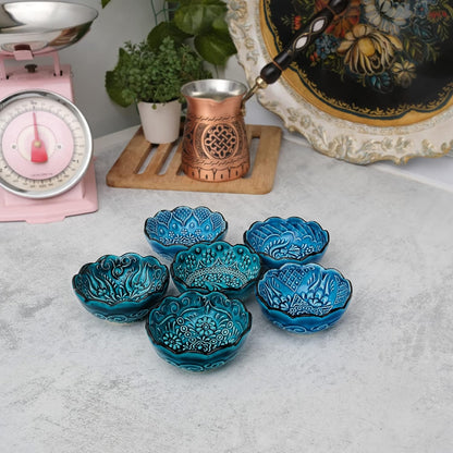 BCS Hand-Painted Ceramic Dipping Bowls Set of 6, 3 oz Mini Salsa Bowls 3.2"