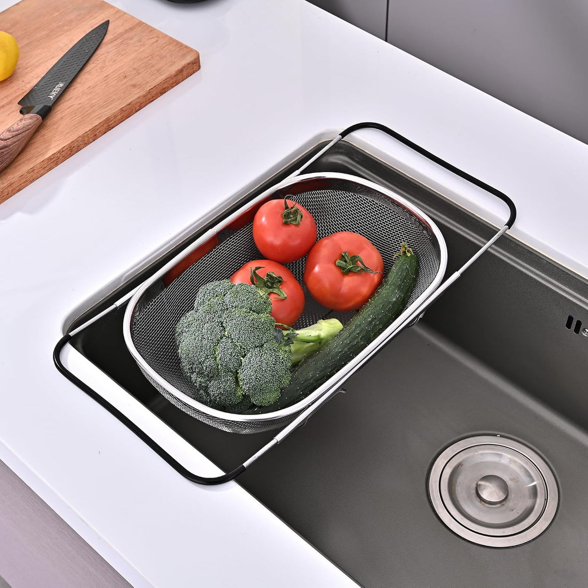 6-Quart Stainless Steel Collapsible Fine Mesh Kitchen Colander