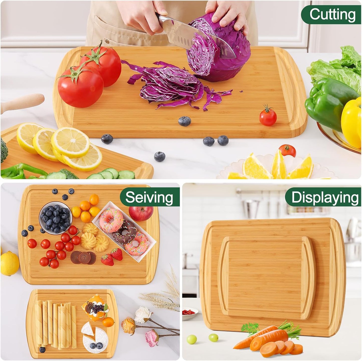 Homaxy Extra Large Bamboo Cutting Boards for Kitchen, 18x12.5" Wood XL Cutting Board with Juice Groove, Butcher Block Wooden Chopping Board for Kitchen, Meat, Cheese, Fruit & Vegetables - Pre Oiled