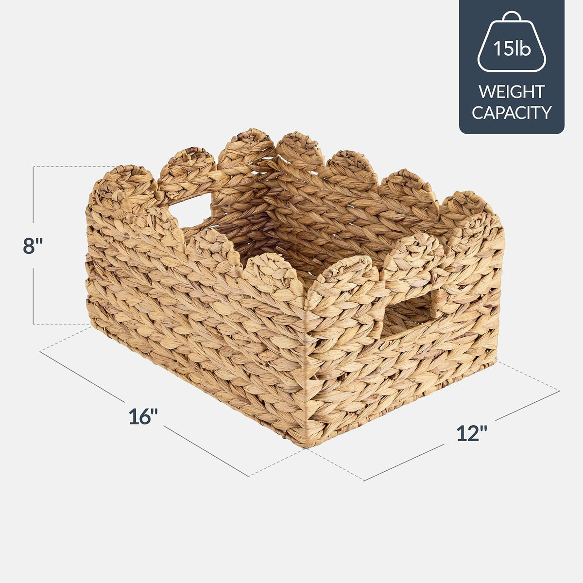 Best Choice Products 9x12 Scalloped Shelf Baskets, Woven Storage Bins, Storage Organizers for Pantry, Living Room, Bedroom, Nursery & Laundry, 4 Pack - Natural with White Trim