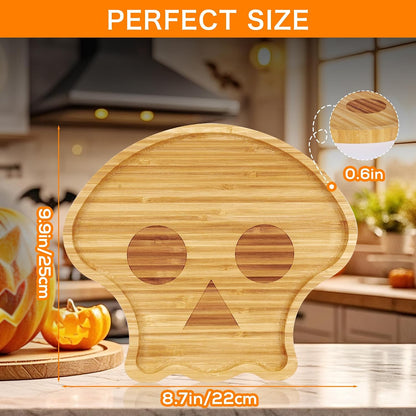 Divided Wood Serving Tray, Rectangular Tray Chip and Dip Platter, Serving Tray with 5 Sections for Appetizers & Snacks, Veggie Platter, Food Trays for Party 12'' x 8.7'' x 0.6''