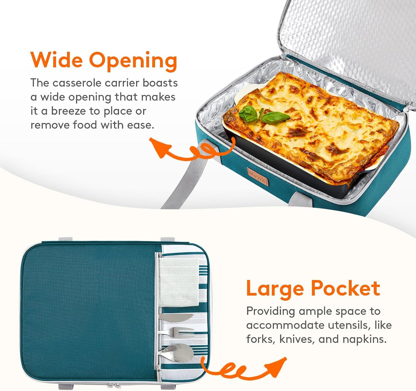 Lifewit Insulated Double Decker Casserole Carrier, Expandable Lasagna Lugger Tote Bag for Hot or Cold Food, Fits 9" x 13" Baking Dish for Potluck Parties, Picnic and Cookouts, Grey-Geometric