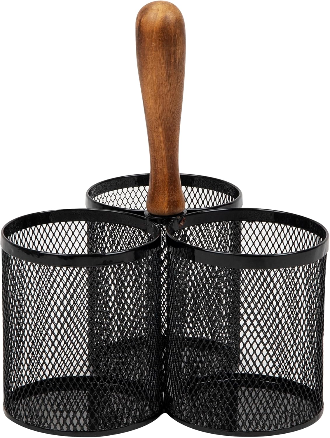 Mind Reader Utensil Holder, Silverware Organizer, Caddy, Cutlery Holder, Kitchen, Metal Mesh, 7.5"L x 7.5"W x 9.75"H, Black