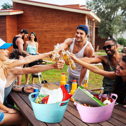 Patelai 6 Pcs Ice Buckets Bulk, Plastic Ice Buckets with Handles, Oval Storage Tub, Large Capacity Drink Tub for Party Bar Wine Beer Champagne Beverage Bottle Cooler(4.5 Liter,Clear)