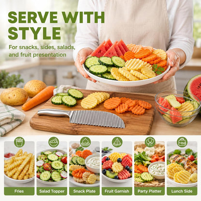 Large Crinkle Cutter, Stainless Steel Wavy Potato,French Fry Slicer