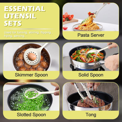 Homikit Silicone Cooking Utensil Set, 15pcs Kitchen Utensils with Holder for Nonstick Cookware, Heat Resistant Nontoxic Silicone Spatula Set Dishwasher Safe Kitchen Tools for Baking-Black