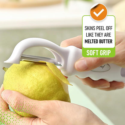 Spring Chef Premium Swivel Vegetable Peeler, Soft Grip Handle and Ultra Sharp Stainless Steel Blades - Perfect Kitchen Peeler For Veggie, Fruit, Potato, Carrot, Apple - Mango