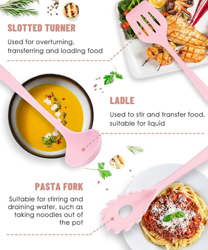Kitchen Utensils Set-12 Pieces Silicone Cooking Utensils Set (Dishwasher Safe) 392°F Heat Resistant Spatula Set,Kitchen Utensil Set for Nonstick Cookware,Best Kitchen Tools with Holder