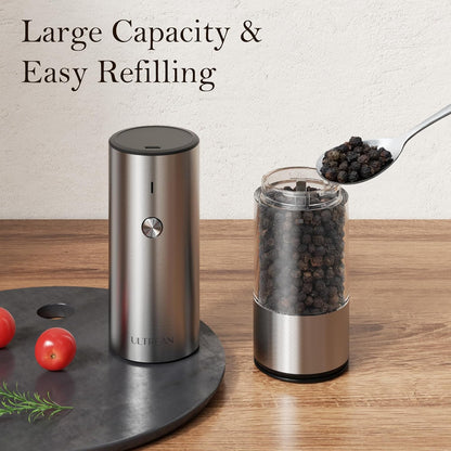 Ultrean Electric Salt and Pepper Grinder Set, Rechargeable,Matte Black