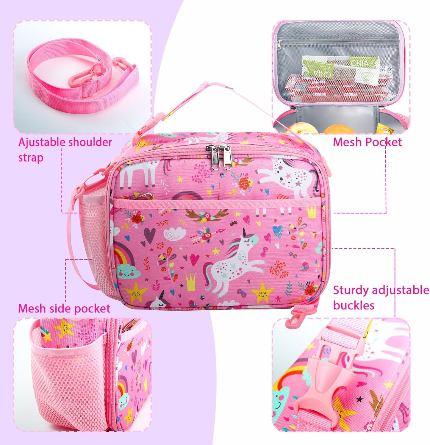 RLGPBON Kids Lunch Bag,Insulated Lunch Box for Girls,Lunch Bag Toddler Teen,School Daycare Cute Travel bags