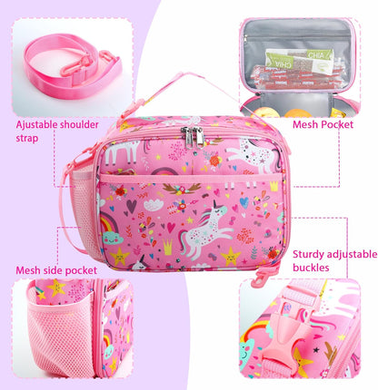 RLGPBON Kids Lunch Bag,Insulated Lunch Box for Girls,Lunch Bag Toddler Teen,School Daycare Cute Travel bags