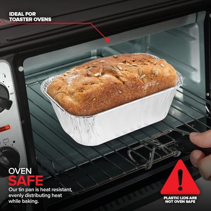 Stock Your Home Aluminum Pans Mini Loaf Pans (50 Pack) 1 Lb Aluminum Foil Tin Pans, Small Loaf Pans – 1 Pound Disposable Baking Pans Perfect for Baking Cakes, Bread Loaves - 6 x 3.5 x 2