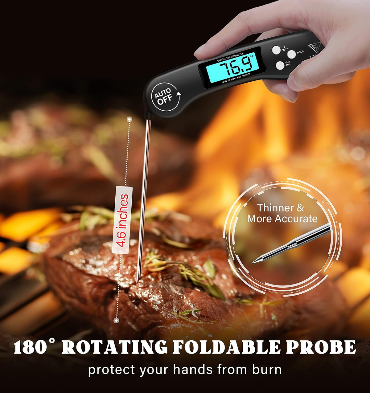 DOQAUS Meat Thermometer Digital – Instant Read Food Thermometer for Cooking