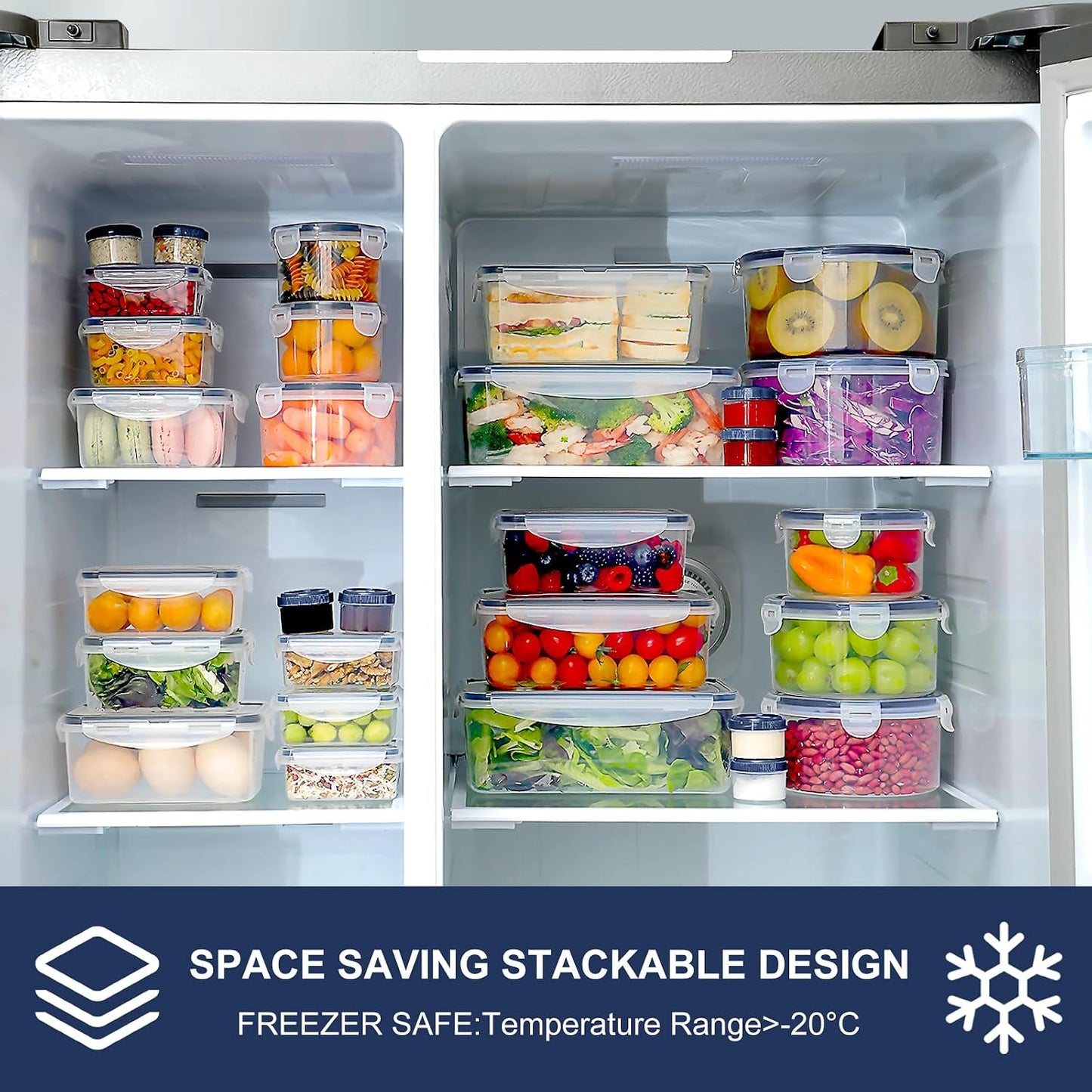 28 Pieces Food Storage Containers with Lids EXTRA LARGE Freezer Containers for Food BPA-Free Meat Fruit Vegetables Plastic Containers with lids Storage Airtight Leak-Proof Food Boxes for Kitchen