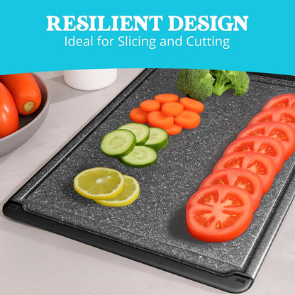 Plastic Cutting Board for Kitchen - Extra Large Cutting Board 18 Inch Reversible Chopping Board, Juice Groove, Non Slip Feet, Dishwasher Safe, BPA Free Large Cutting Board for Meat Vegetables Fruit