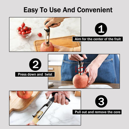 Apple Corer, Ergonomics Handle with Sharp Serrated Blade Core Remover Tool
